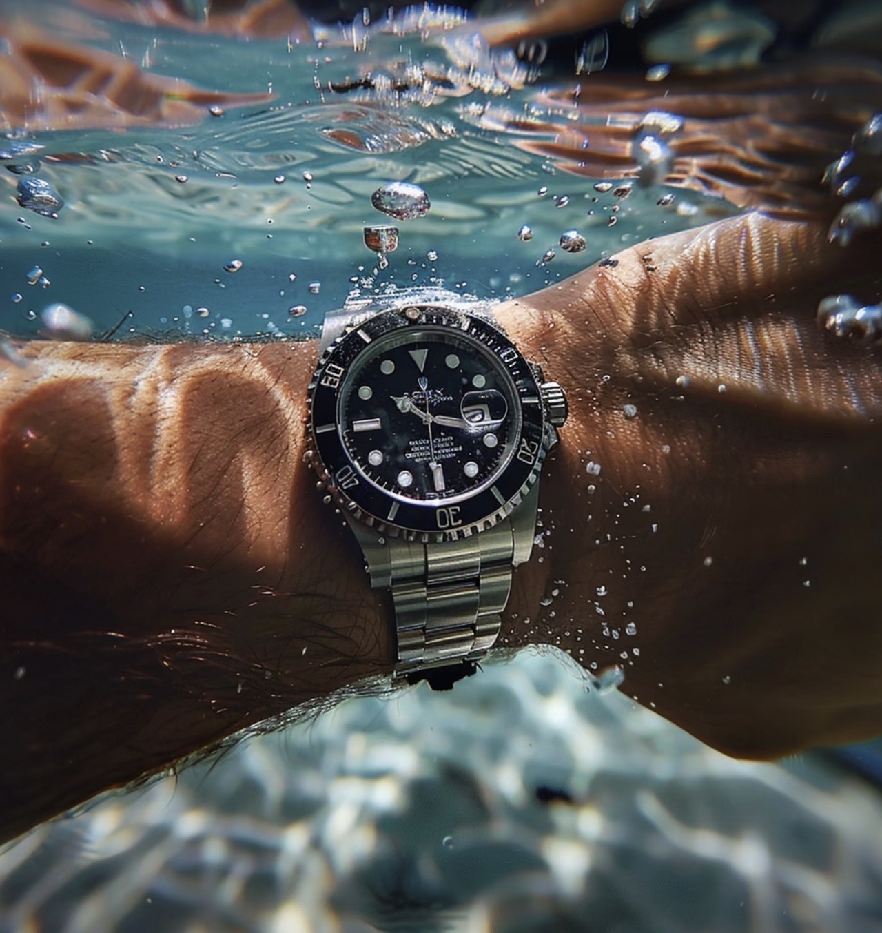 Water-resistant watch lifestyle scene